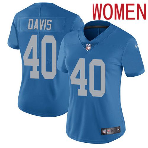 Women Detroit Lions #40 Jarrad Davis Nike Blue Alternate Vapor Limited NFL Jersey->women nfl jersey->Women Jersey